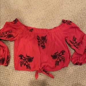 Off the shoulder orange top